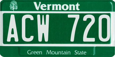 VT license plate ACW720