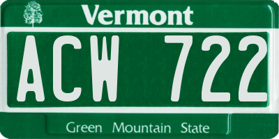 VT license plate ACW722