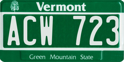 VT license plate ACW723