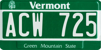 VT license plate ACW725