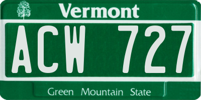 VT license plate ACW727