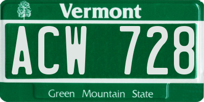VT license plate ACW728