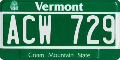 VT license plate ACW729