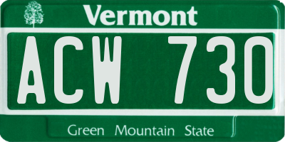 VT license plate ACW730