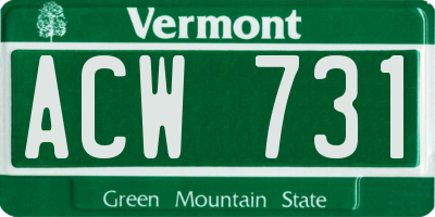 VT license plate ACW731