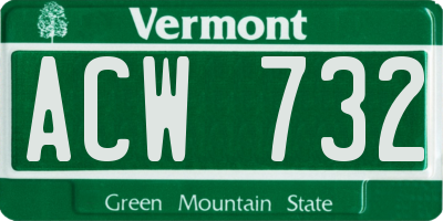 VT license plate ACW732