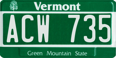VT license plate ACW735