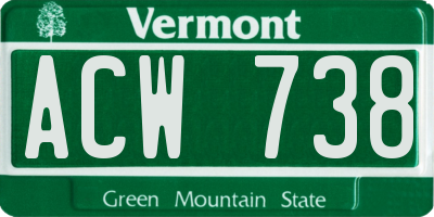 VT license plate ACW738