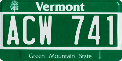 VT license plate ACW741