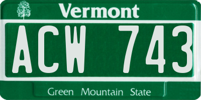VT license plate ACW743
