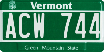 VT license plate ACW744
