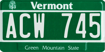 VT license plate ACW745