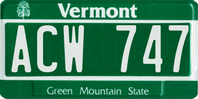 VT license plate ACW747
