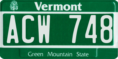 VT license plate ACW748