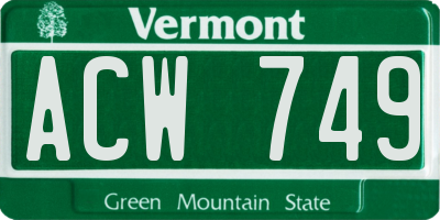 VT license plate ACW749