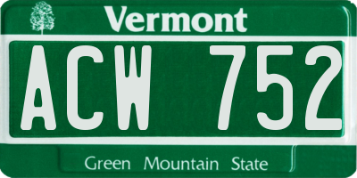 VT license plate ACW752