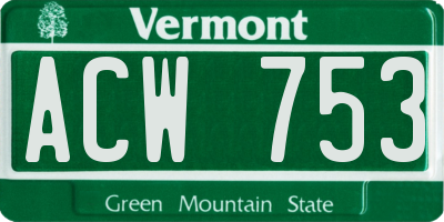 VT license plate ACW753