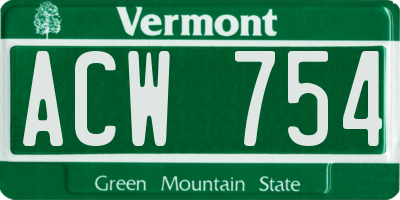 VT license plate ACW754