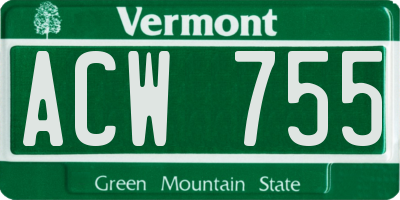 VT license plate ACW755