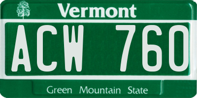 VT license plate ACW760