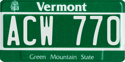 VT license plate ACW770