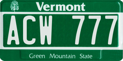 VT license plate ACW777