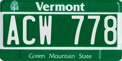 VT license plate ACW778