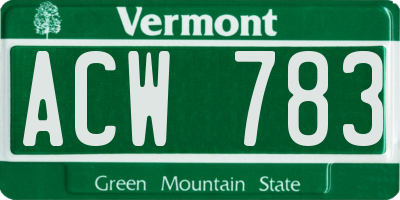 VT license plate ACW783