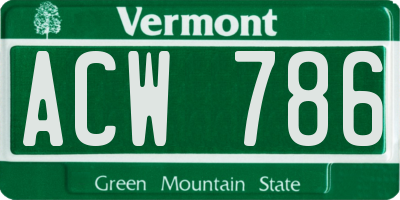 VT license plate ACW786