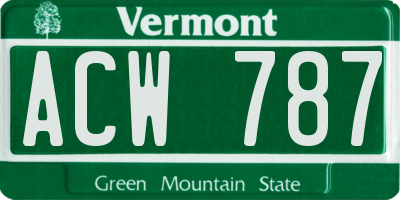 VT license plate ACW787