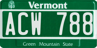 VT license plate ACW788