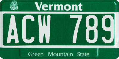 VT license plate ACW789