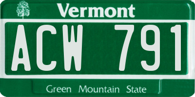 VT license plate ACW791