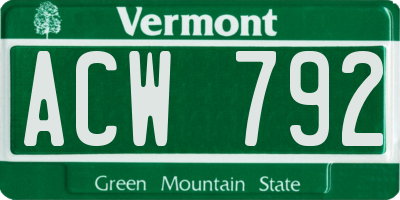 VT license plate ACW792