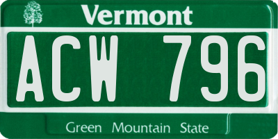 VT license plate ACW796