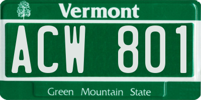 VT license plate ACW801