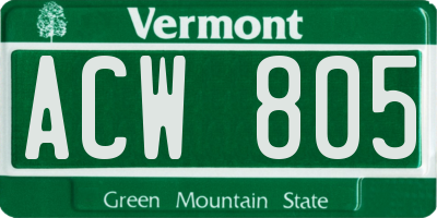 VT license plate ACW805