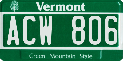 VT license plate ACW806