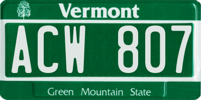 VT license plate ACW807