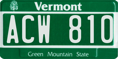 VT license plate ACW810