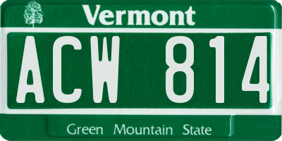 VT license plate ACW814