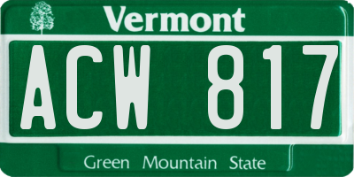 VT license plate ACW817