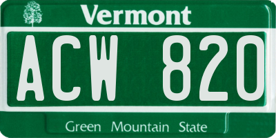 VT license plate ACW820