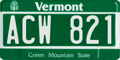 VT license plate ACW821