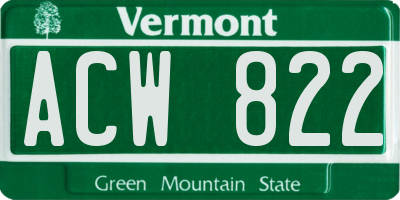 VT license plate ACW822