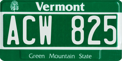VT license plate ACW825