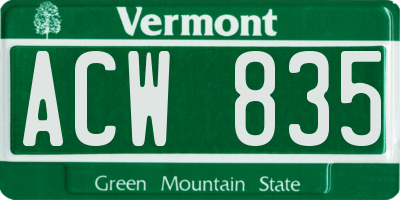 VT license plate ACW835