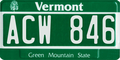 VT license plate ACW846