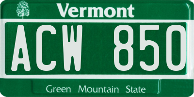 VT license plate ACW850