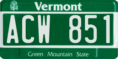VT license plate ACW851